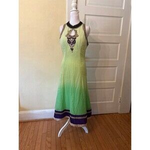 Womens Indian anarkali keyhole halter embellished maxi dress ethnic wedding